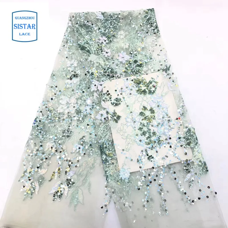 High Quality French Nigerian Sequins Net Lace For Women 2020 Tulle Mesh Sequence Fabric Party Dress 5 Yards/lot |