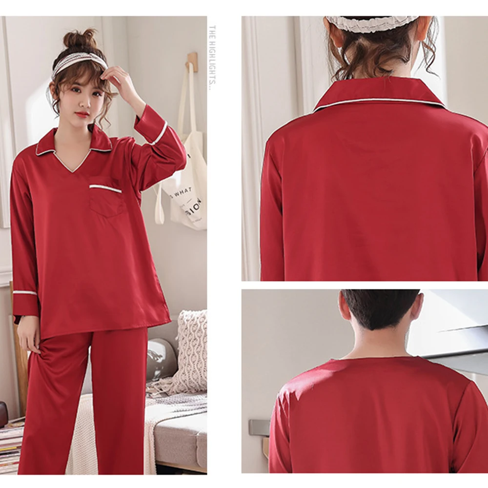 Пижама мужская зимняя тонкие мужские пижамы и женские Шелковые парные