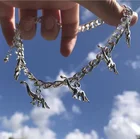 Цепочка-чокер унисекс, металлическая, в форме динозавра, в стиле Харадзюку