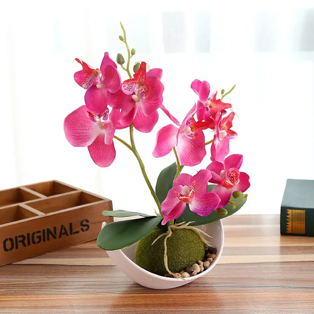 4 шт. фаленопсис Бонсай искусственный цветок растения + горшок декоративный для