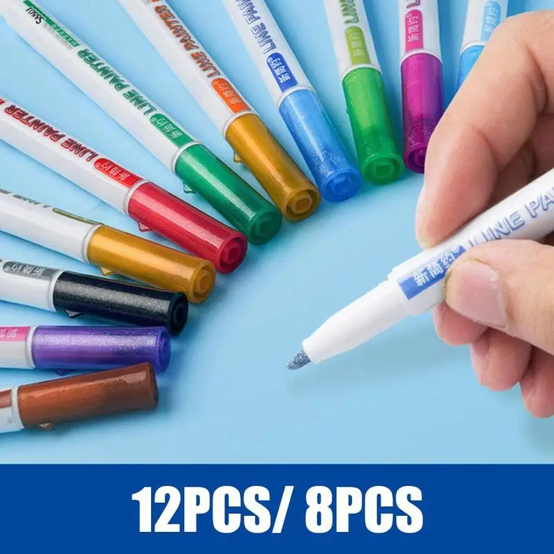 

12 Colors/Set Double Lines Contour Color Art Pens Markers Pen Out Line Pen Highlighter Drawing Pens Marker Art Supplies