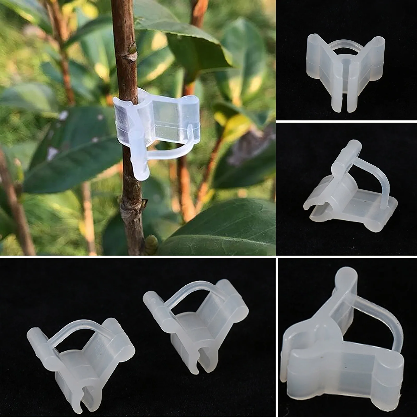 

100PCS Rattan Clip Climbing Sticky Hook Invisible Wall Vine Exquisite Seedling Grafting Clamps Grow Support Fixing Clips