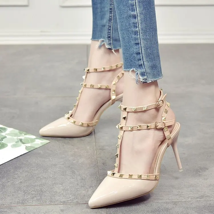 Туфли-лодочки популярные женские Туфли летние модные сандалии с заклепками