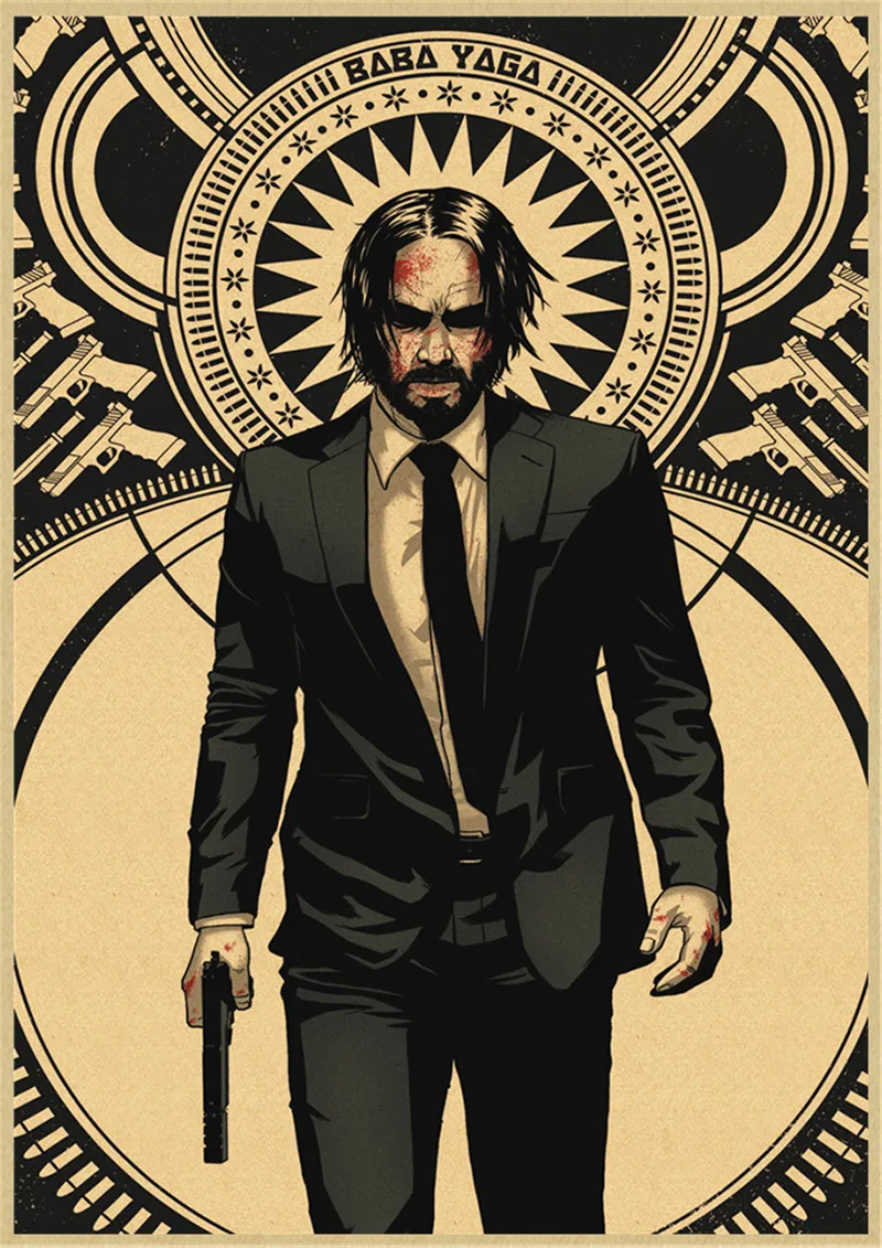 Постер фильма Джон уик винтажный постер из крафт-бумаги для дома кафе бара