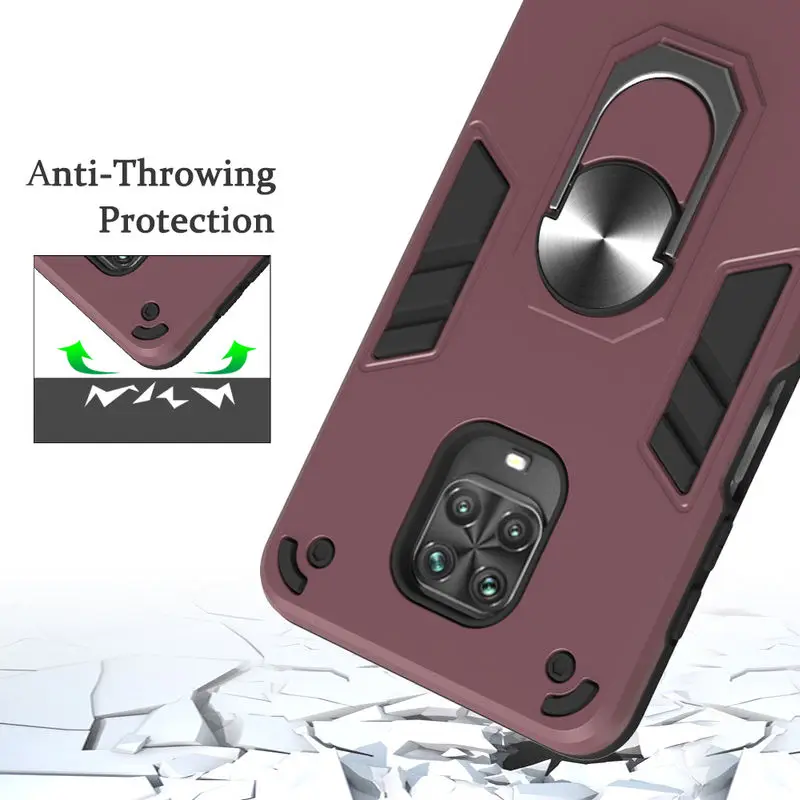 

For RedMi Note 9S Case luxury Armor With ring Car Bracket Anti-fall Back Cover For RedMi Note 9 Pro Max TPU Frame Cover 6.67