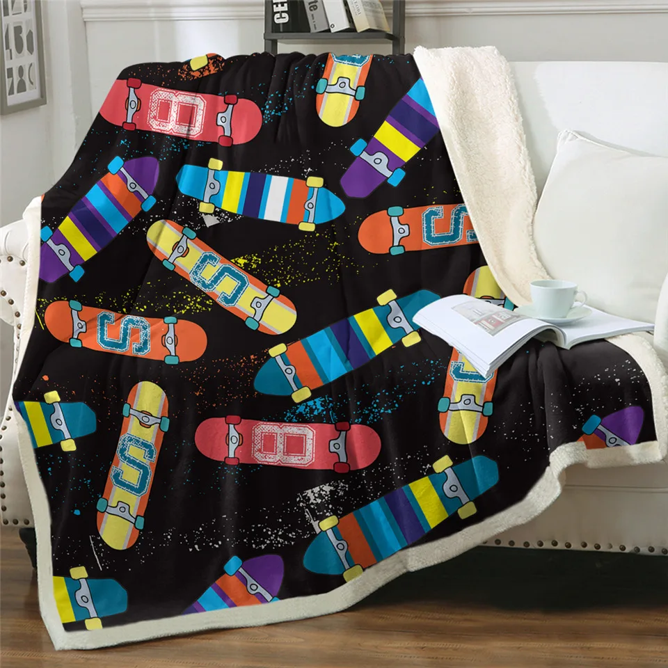 BeddingOutlet, спортивное, мультяшное постельное белье, шары, шлем, шерпа, одеяло, американский футбол, пушистое одеяло, цветное, скейтборд, кровать, одеяло