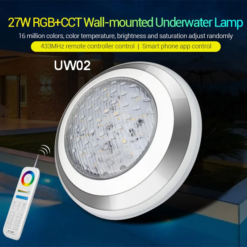 UW02 27W Miboxer AC12V/DC12-24V IP68 Подводный 9 Вт/15 Вт/27 Вт RGB+ CCT настенный подводный светильник 27 Вт PAR56 Светодиодный светильник для бассейна; 433 МГц шлюз - Испускаемый цвет: UW02 27W