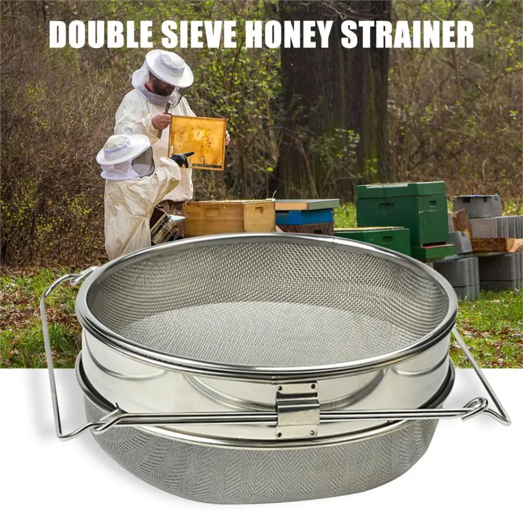 

New Beekeeping Equipment Double Sieve Honey Strainer Honey Strainer Stainless Steel Bucket Honey Strainer for Honey Extraction