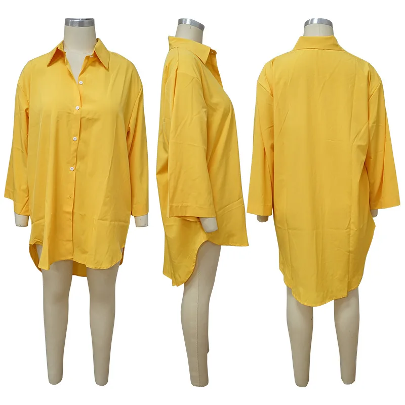 

Donsignet Fashion Women's Dress New Summer Casual Hot Sale Lapel Single Breasted Sexy Pocket Loose Plus Size Long Sleeve Dress