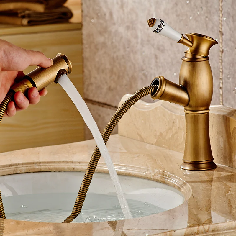 Смеситель для раковины в античном стиле кран из твердой латуни и бронзы с