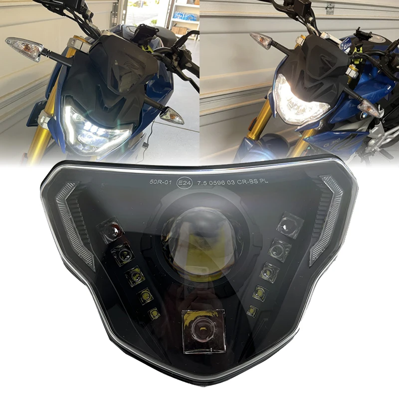 Черная светодиодная фара в сборе подходит для BMW G310GS G310R 2016 2017 2018 передняя с DRL
