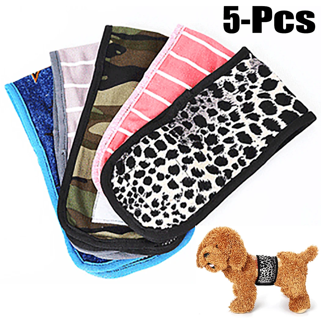 

5PCS Pet Dog Diapers Puppy Breathable Physiological Pants for Dog Reusable Nappy Waterproof Belly Bands Wraps Sanitary Pants