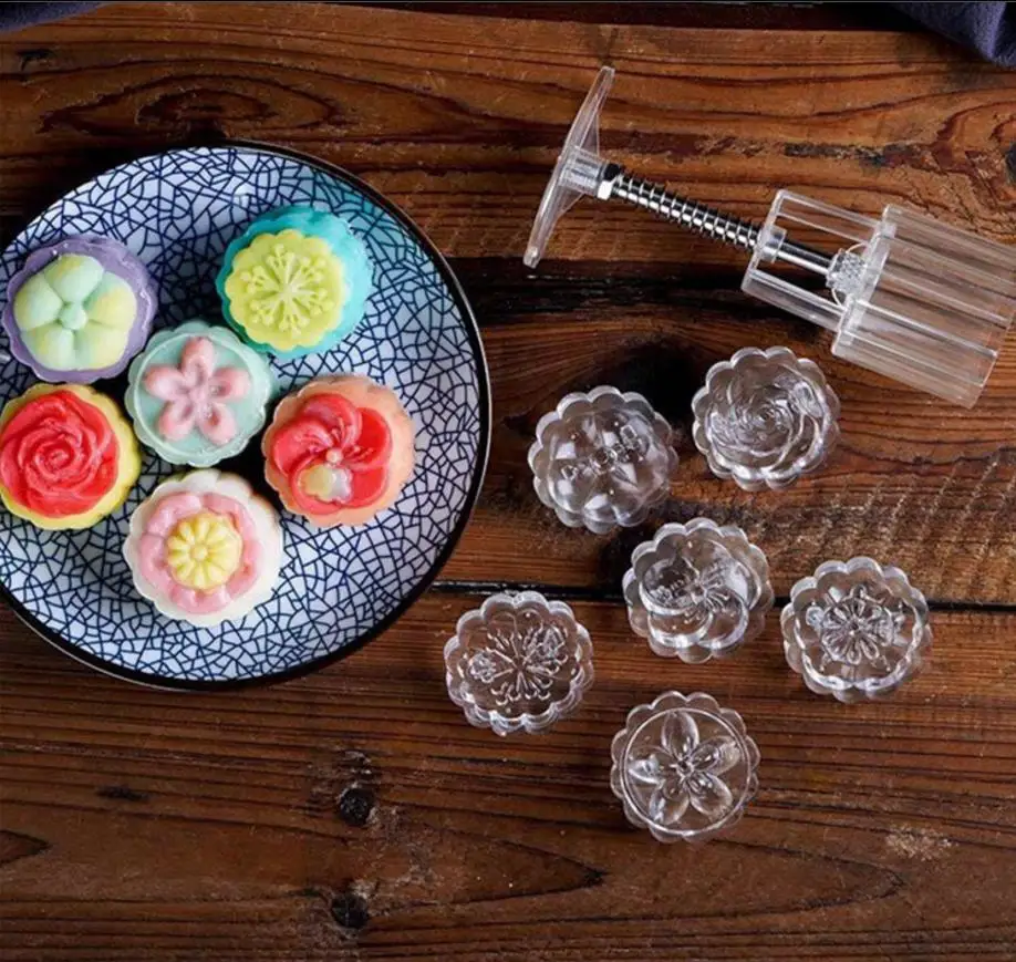 

Pastry Tool Mid-Autumn Festival Hand-Pressure Moon Cake Mould Mooncake Mold Flowers Animal DIY Decoration Cookies Press Kit