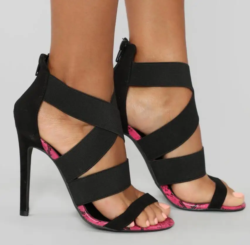 Удобная обувь для женщин Босоножки с закрытым каблуком из змеиной кожи Сезон