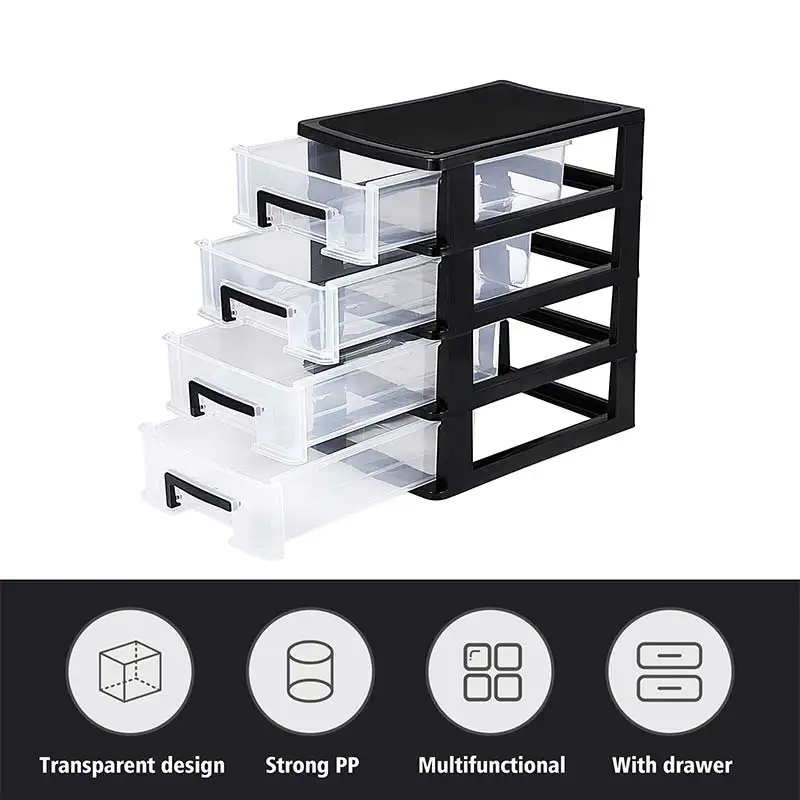 4-layer Transparent Desktop Drawer Storage Box Mini Cosmetic Cabinet Organizer Sundries Holder Home Office |