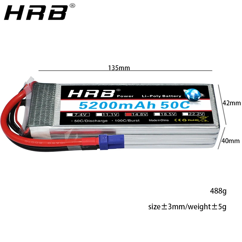 hrb 148 v lipo батарея 4s 5200mah t deans xt60 xt90 ec5 trx для гоноч