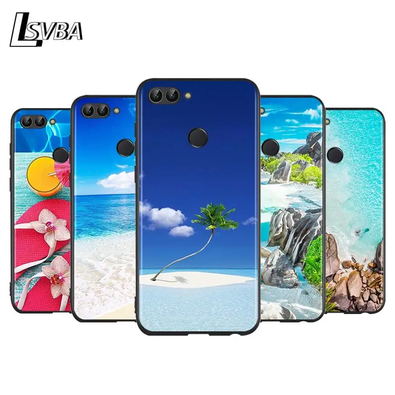 

Beautiful Beach for Huawei P Smart Z S Plus 2020 2019 Nova 5T 5i 5 4e 4 3i 3e 3 2i Phone Case Bright Black Cover