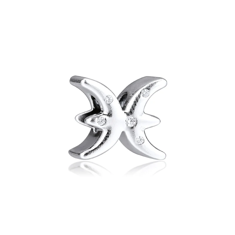 

CKK 925 Sterling Silver Sparkling Pisces Zodiac Charm Beads for Women Original Bracelet DIY Jewelry Making Wholesale L1112