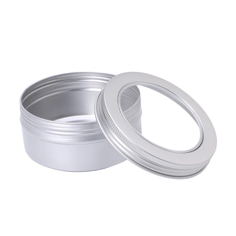 Пустой алюминий косметический контейнер для емкостей Make Up Jar Clear Top View Window 150 мл 28TA|