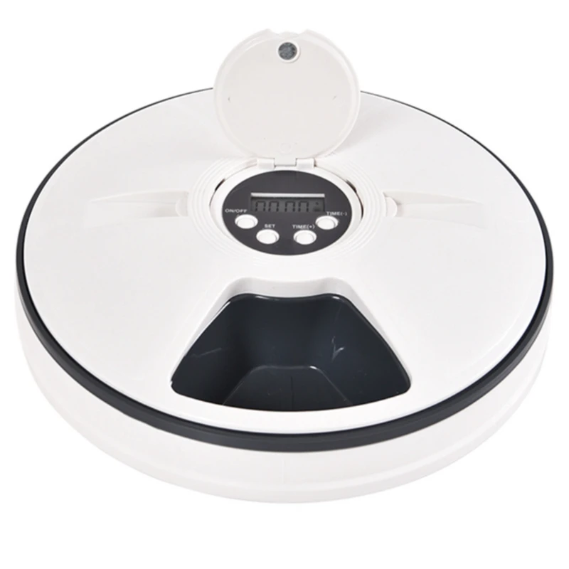

Pet Automatic Feeder, Digital Timer, Detachable Dog and Cat Non-Slip 6 Plate with Tape Recorder, Dry and Wet Food
