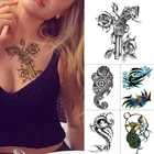 Накладные татуировки для женщин и мужчин, водостойкие, временная флеш-тату, с изображением пистолета и розы, для боди-арта