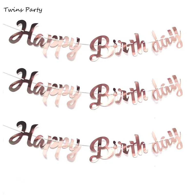 Розовое золото украшение для детского дня рождения баннер вечеринки в честь