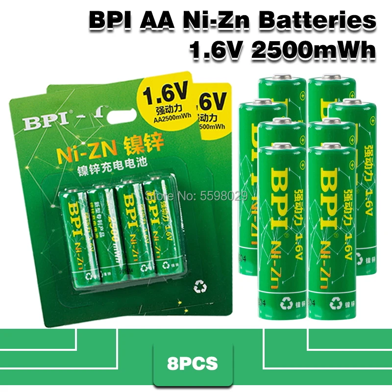 Высокое качество 8 шт. NiZn Ni-Zn 1 6 в AA 2500mWh аккумуляторная батарея + LiPO4 AAA USB умное