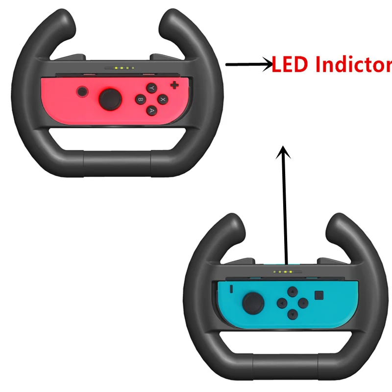 Контроллер ручные ручки Joy-Con чехол Теннисная ракетка Рулевое колесо для Nod ручка переключателя NS N-Switch игровые консольные аксессуары - Цвет: led wheel black