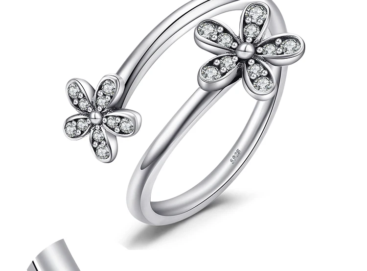 Jewelrypalace стерлингового серебра 925 мерцающий ромашки кубического циркония Открытое кольцо Для девушку Jewelry подарки на день рождения Горячая