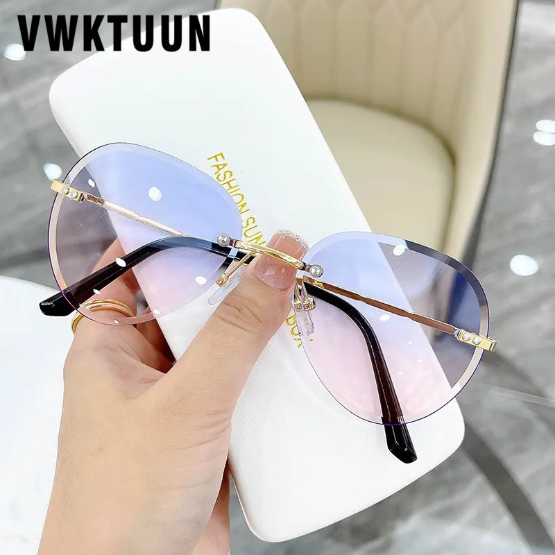 

Солнцезащитные очки VWKTUUN женские без оправы, классические авиаторы, для вождения, с цветными линзами, большие очки