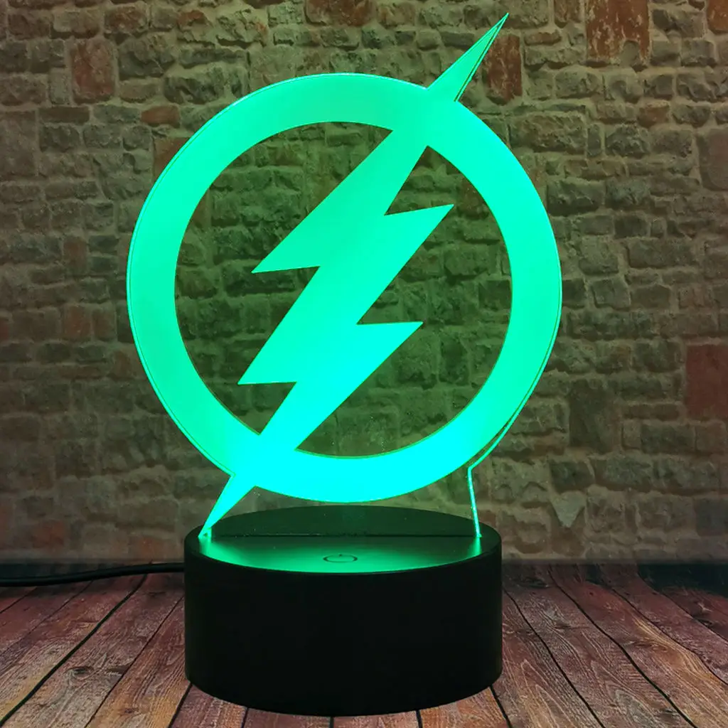 Modelo de logotipo Flash, ilusi&oacute;n 3D, luz LED nocturna, iluminaci&oacute;n cambiante colorida, Figuras de superh&eacute;roes, Juguetes-1
