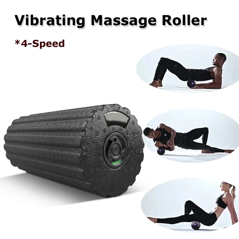 저렴한 4 단계 속도 진동 전기 요가 마사지 폼 피트니스 롤러, 등받이 다리 조절 마사지 근육 회복 휴식
