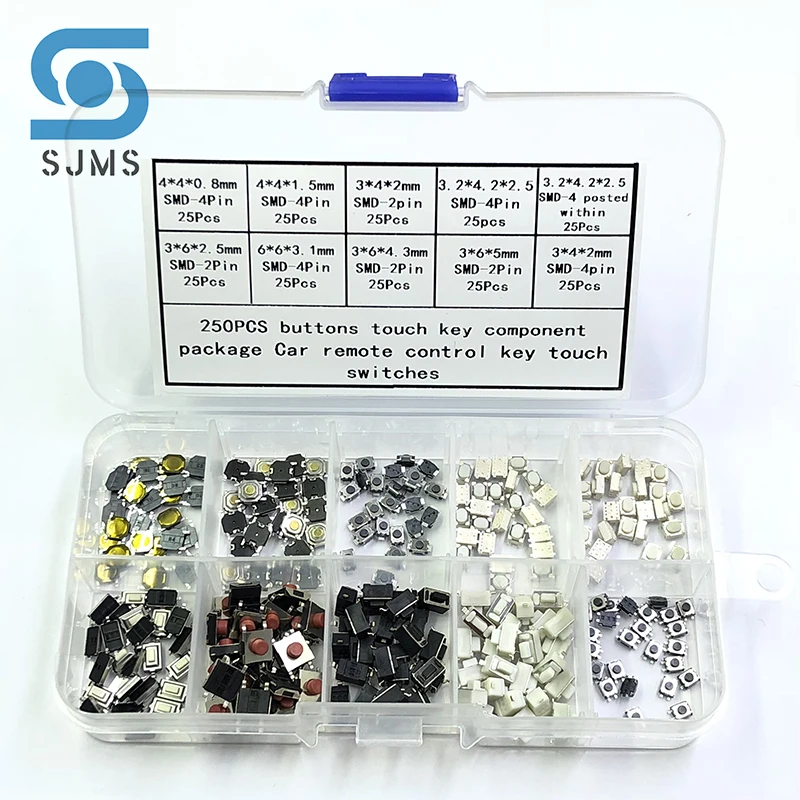 10 typ Tactile Push Button Touch Micro Schalter Tasten Schlüssel Komponente Paket Auto Fernbedienung Schlüssel Schalter 4*4*0,8 1,5 3*6*5 – Detail 2