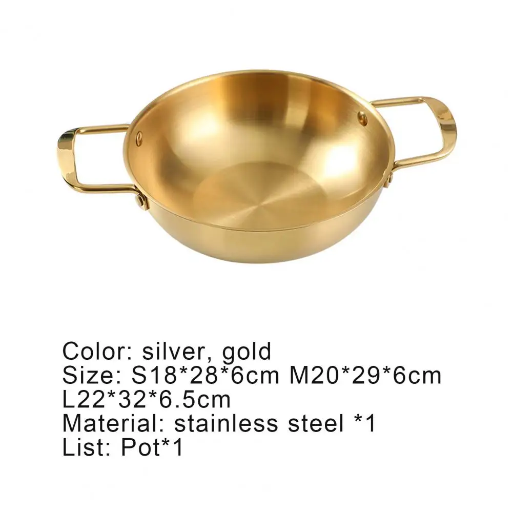 

Noodle Pan Convenient Double Handle Design Stainless Steel Frosted Thick Ramen Pan for Kitchen Cooking Pot Household Cookware