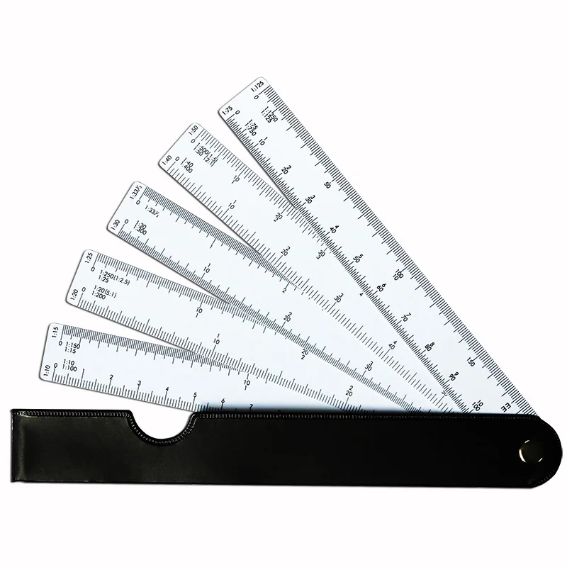 Fan Shape Scale Ruler with 5 Blades for Engineering Architects Multifunctional multiscale sizes foldable rulers | Канцтовары для