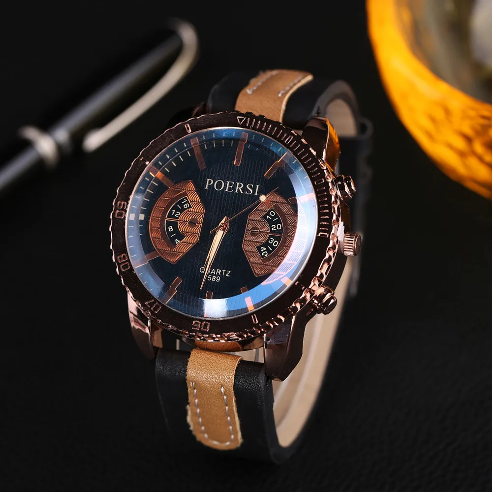 

Часы наручные мужские кварцевые аналоговые, люксовые спортивные, с искусственной кожей