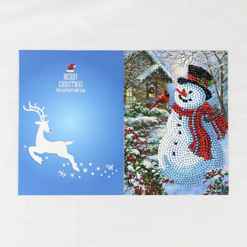 HK008-snowman Рождественские подарки 5D DIY Алмазная картина поздравительная открытка украшения Рождественский Декор новогодний подарочная карта Navidad Noel Декор Natal - Цвет: HK008-snowman