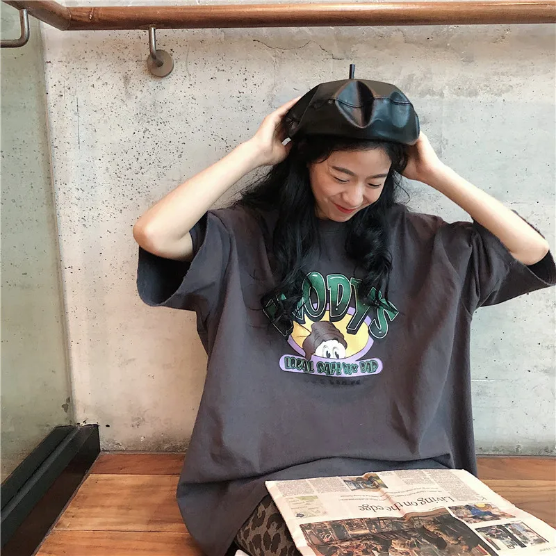 

T-shirts Women Printed Korean Style Loose O-Neck All-match Trendy High Quality Kawaii Womens Summer Breathable Female Soft Chic