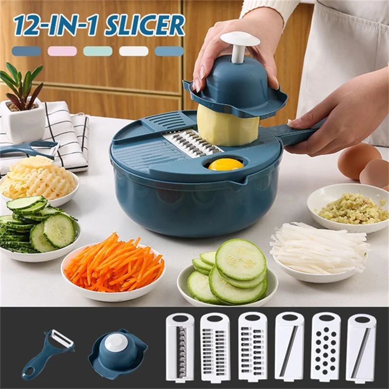 

Multifunction Manual Vegetable Slicer Potato Fruit Cutter Grater Shredder Kitchen Chopper Cutter Drain Basket Food Strainer