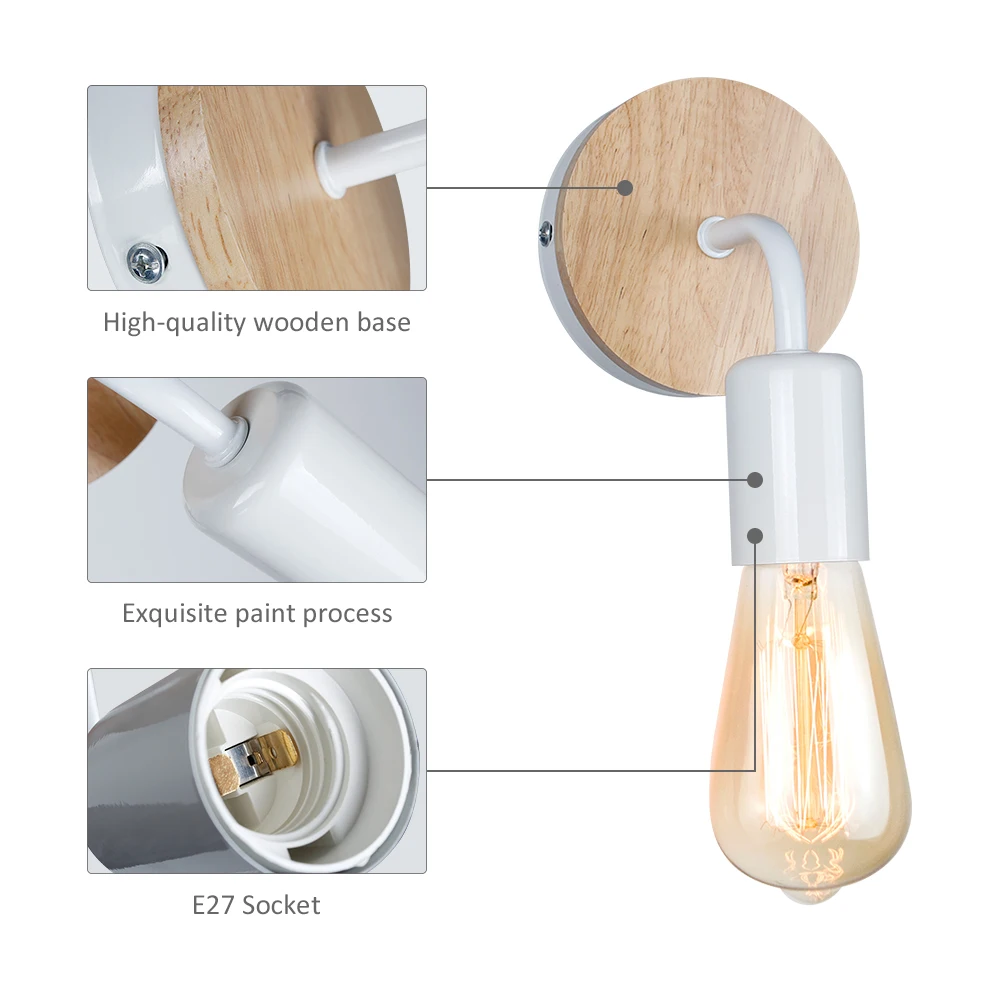 Деревянная настенная ретро лампа E27 110 В 220 В|metal wall lamp|lamp led wallwall lamp industrial |