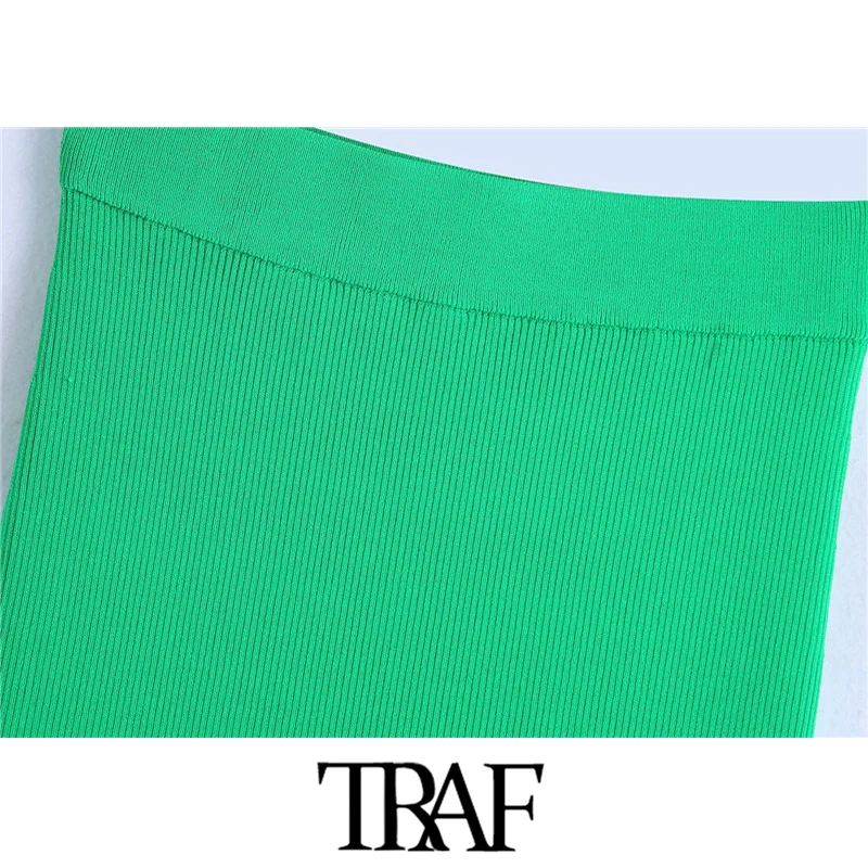 Юбка-миди Женская трикотажная в рубчик с разрезом спереди | одежда