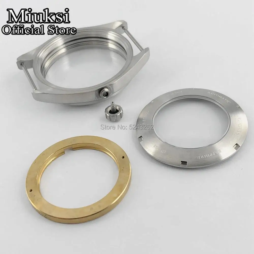 

Miuksi 41mm sapphire glass silver brushed watch case fit ETA 2836,Mingzhu/DG 2813/3804,Miyota 8205/8215 movement mens watch case