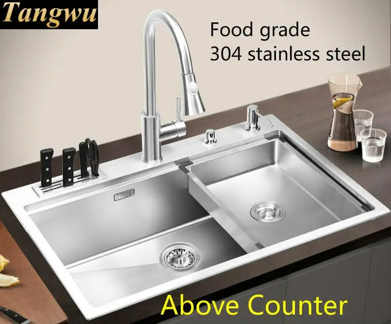 Бесплатная доставка кухонная раковина ручная мойка один короб нержавеющая сталь