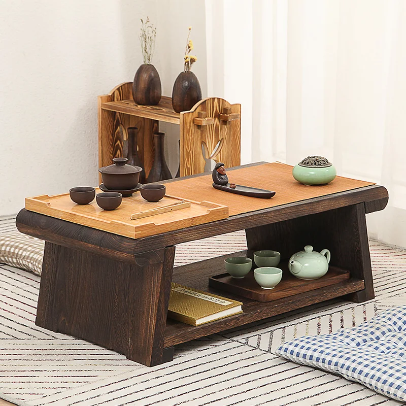 Деревянный чайный столик-татами в стиле ретро эркерный складной китайский стол