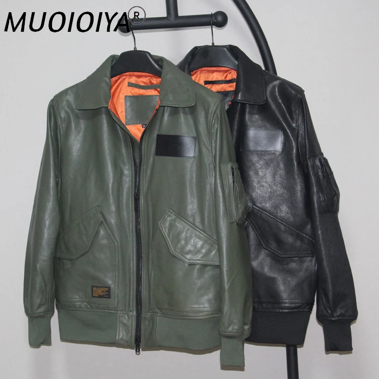 

Бесплатная доставка. Классическая летная куртка из натуральной кожи. Мужское высококачественное пальто из козьей кожи MA-1, верхняя одежда и...