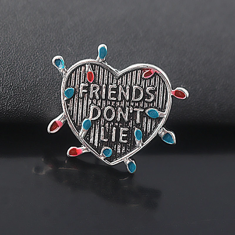 Ужас ТВ странные вещи Броши с сердечком булавки буквы &quotДрузья не лгут&quot