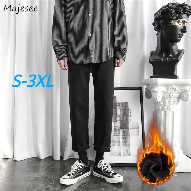 

Winter Jeans Men Thick Denim Trousers Student Hip-pop Vintage Fur-line Harajuku Streetwear Plus Velvet Warm Leisure Oversize 3XL