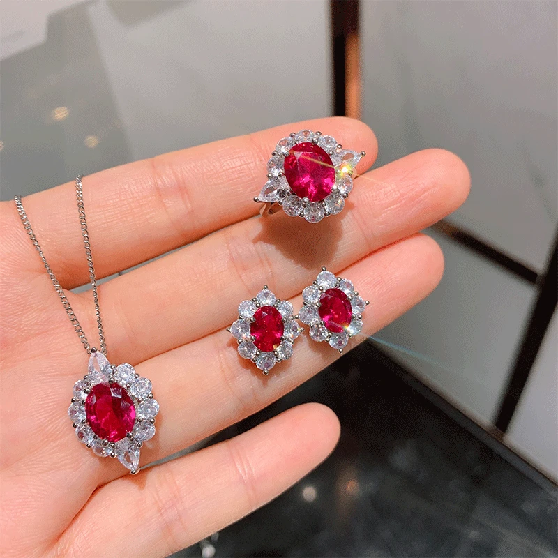 

Luxury Paraiba Tourmaline Gemstone Earrings Adjustable Ring Necklace Wedding Engagement Fine Macrame Jewelry Gift for Women