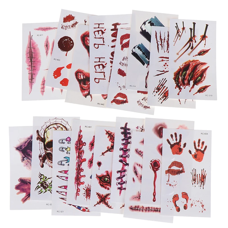 Хэллоуин Зомби татуировки шрамов фальшивые шрамы окровавленный макияж стикер