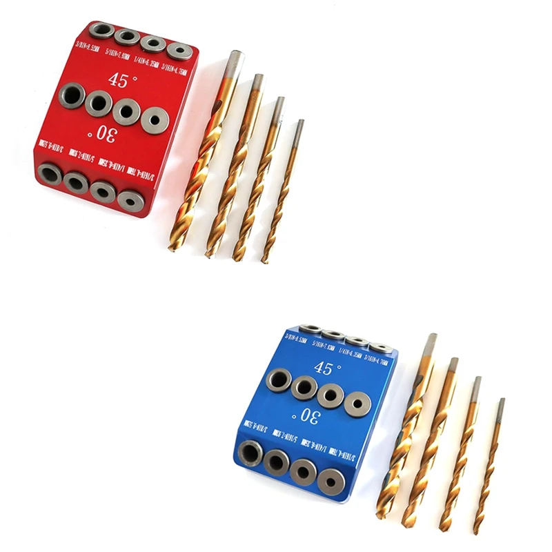 

Hot 30/45/90° Angle Oblique Pocket Hole Jig Drill Guide Dowel Jig Wood Drill Locator For Wood Jointing,With Drll Bit